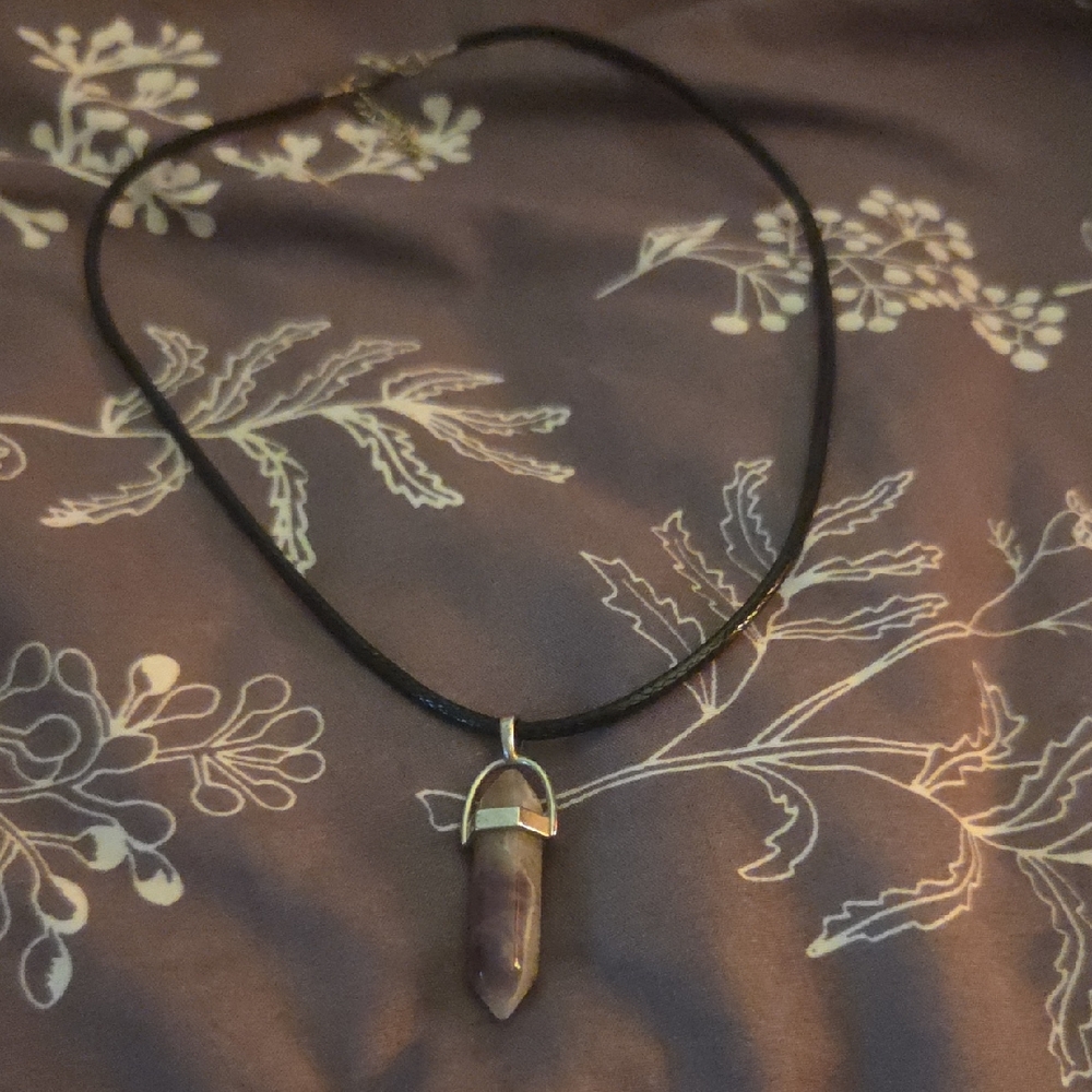 Amethyst Pendant Necklace on Black Cord